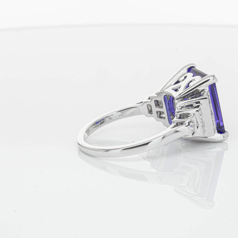 18ct White Gold 6.82ct Tanzanite & Diamond Maya Ring-Ring-Walker & Hall