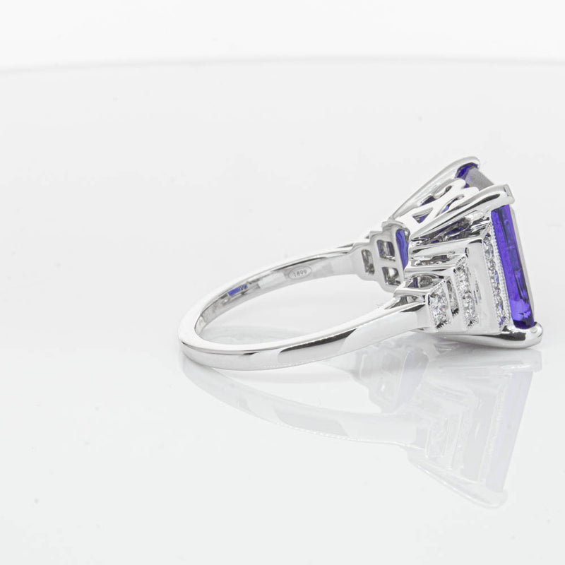 18ct White Gold 6.82ct Tanzanite & Diamond Maya Ring-Ring-Walker & Hall