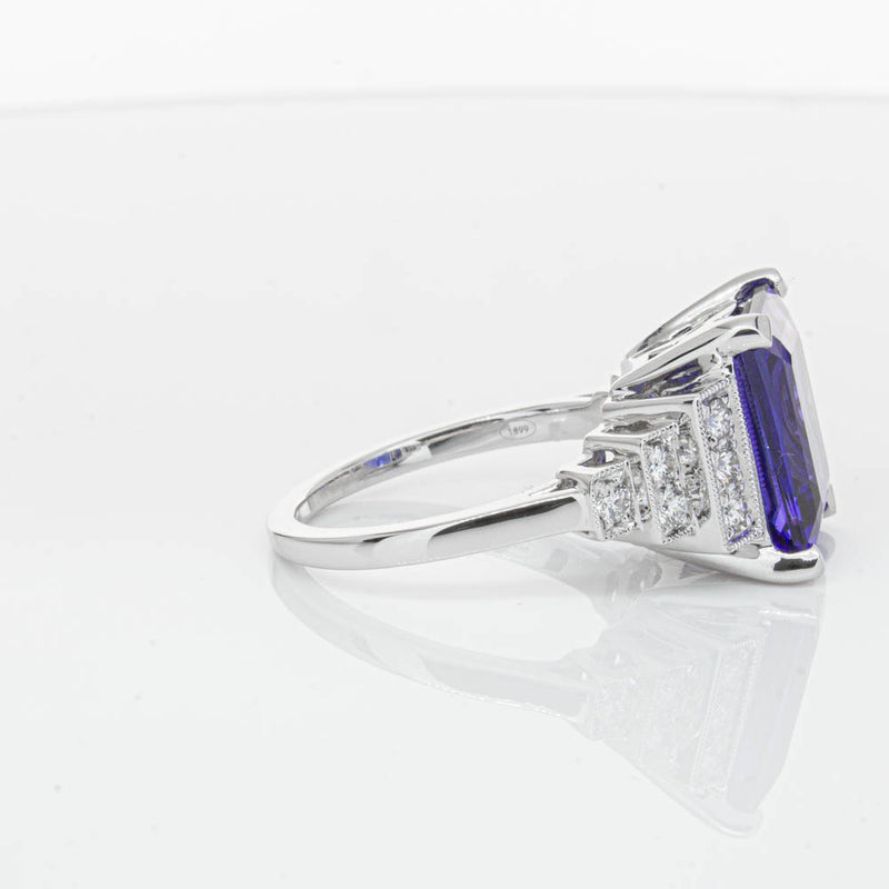 18ct White Gold 6.82ct Tanzanite & Diamond Maya Ring-Ring-Walker & Hall