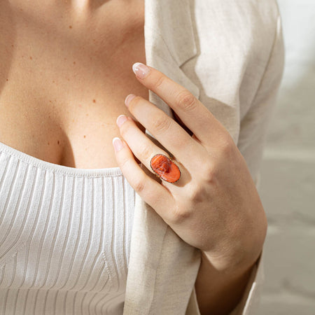 Vintage 9ct Yellow Gold Coral Ring-Ring-Walker & Hall