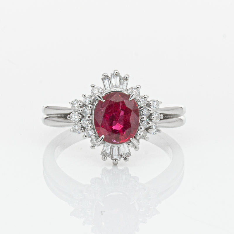 Deja Vu Platinum 1.56ct Ruby & Diamond Ring-Ring-Walker & Hall