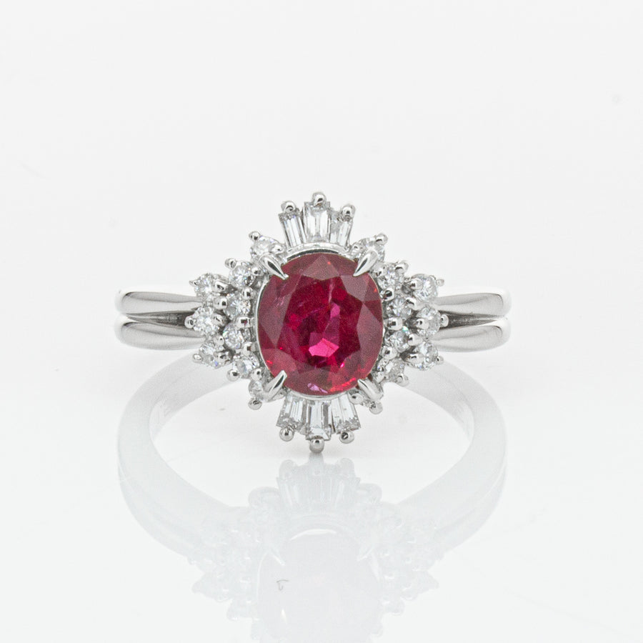 Deja Vu Platinum 1.56ct Ruby & Diamond Ring-Ring-Walker & Hall