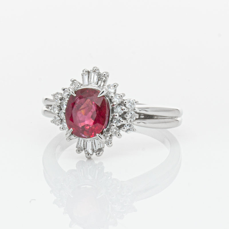 Deja Vu Platinum 1.56ct Ruby & Diamond Ring-Ring-Walker & Hall