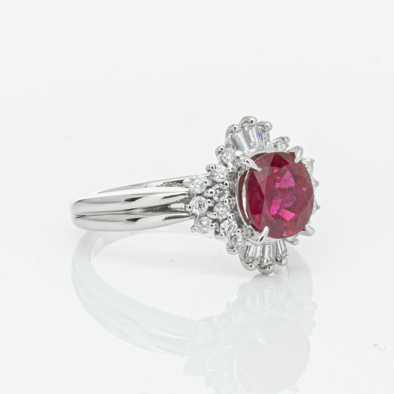 Deja Vu Platinum 1.56ct Ruby & Diamond Ring-Ring-Walker & Hall