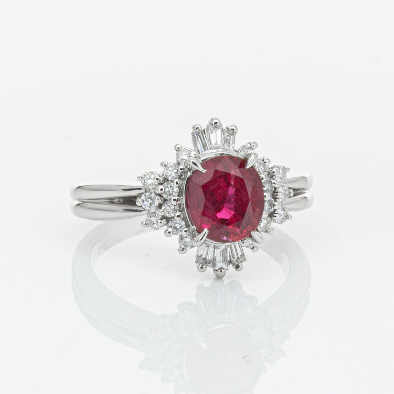 Deja Vu Platinum 1.56ct Ruby & Diamond Ring-Ring-Walker & Hall