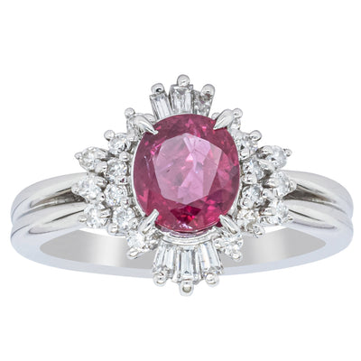 Deja Vu Platinum 1.56ct Ruby & Diamond Ring-Ring-Walker & Hall