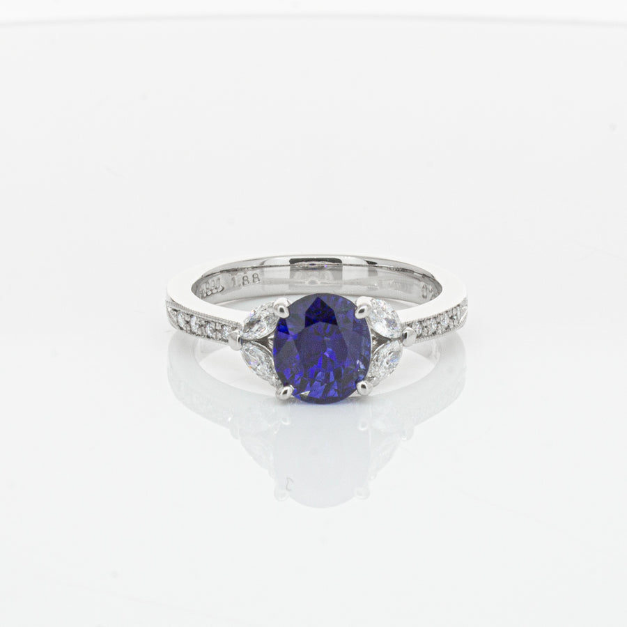 Deja Vu Platinum 1.88ct Sapphire & Diamond Ring-Ring-Walker & Hall
