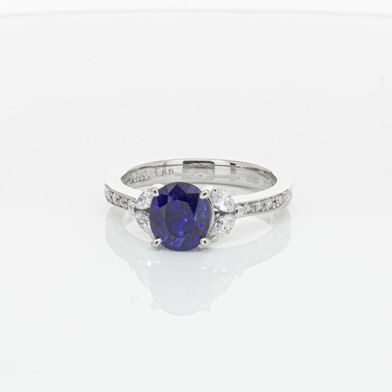 Deja Vu Platinum 1.88ct Sapphire & Diamond Ring-Ring-Walker & Hall
