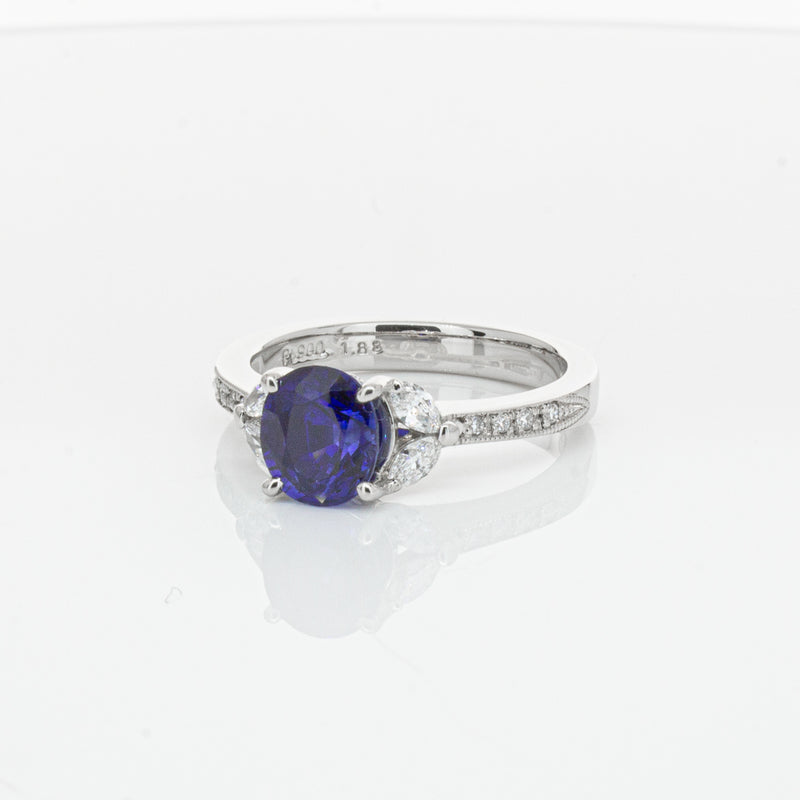Deja Vu Platinum 1.88ct Sapphire & Diamond Ring-Ring-Walker & Hall