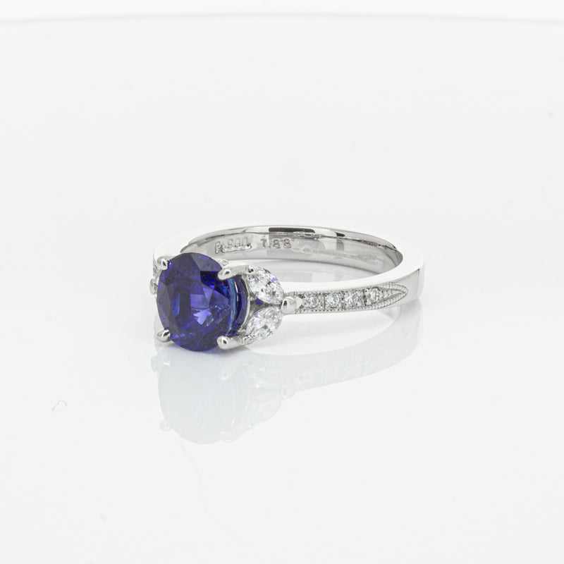 Deja Vu Platinum 1.88ct Sapphire & Diamond Ring-Ring-Walker & Hall