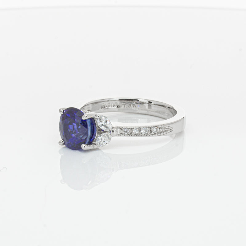 Deja Vu Platinum 1.88ct Sapphire & Diamond Ring-Ring-Walker & Hall