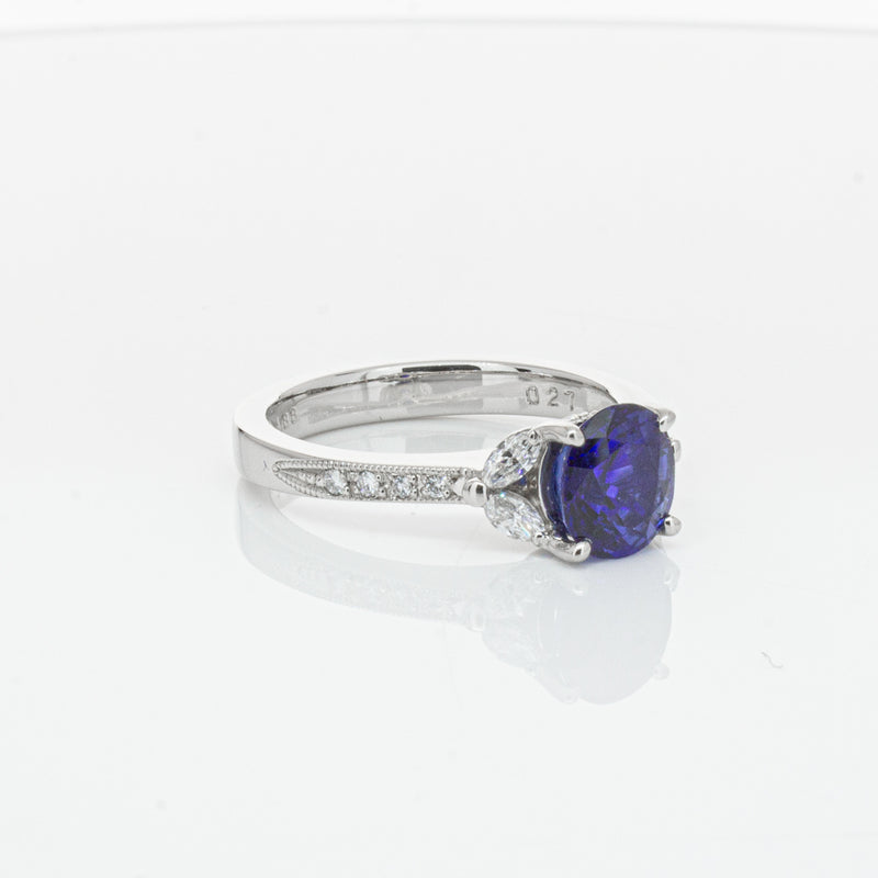 Deja Vu Platinum 1.88ct Sapphire & Diamond Ring-Ring-Walker & Hall