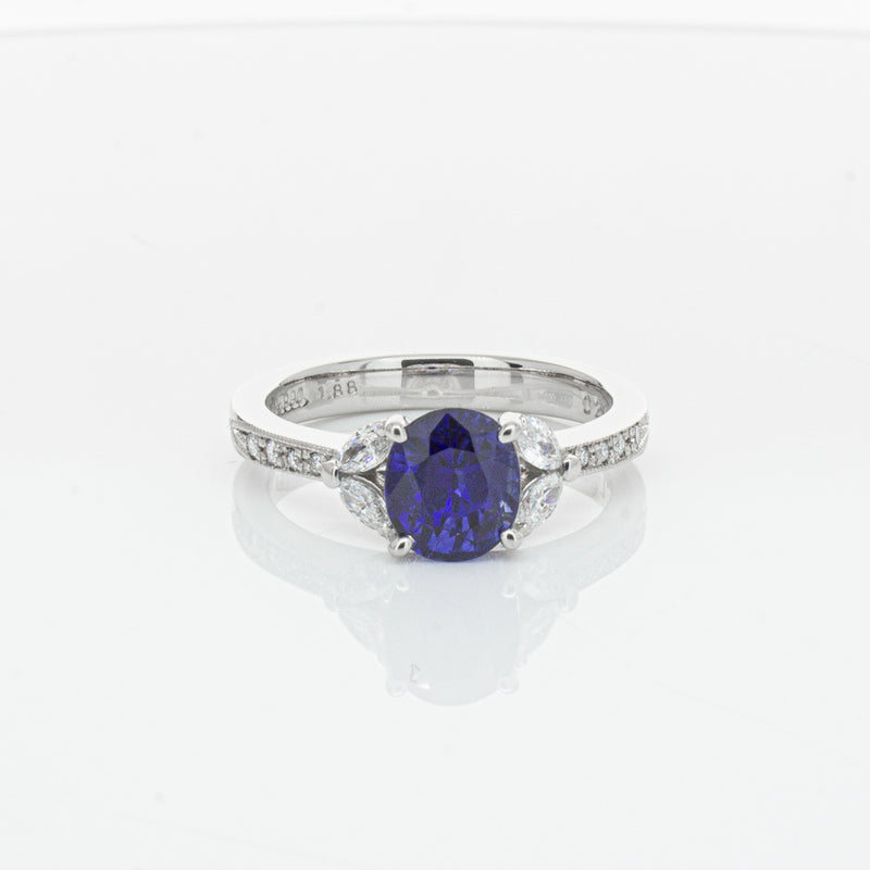 Deja Vu Platinum 1.88ct Sapphire & Diamond Ring-Ring-Walker & Hall