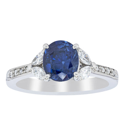 Deja Vu Platinum 1.88ct Sapphire & Diamond Ring-Ring-Walker & Hall