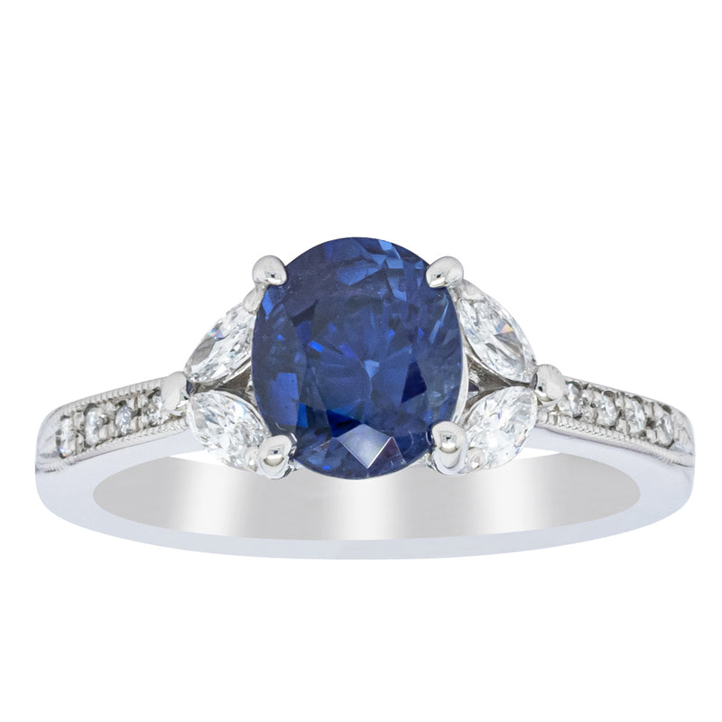 Deja Vu Platinum 1.88ct Sapphire & Diamond Ring-Ring-Walker & Hall