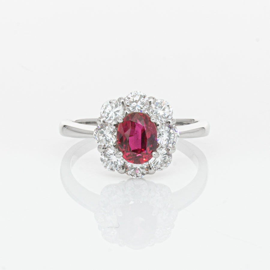 Deja Vu Platinum 1.10ct Ruby & Diamond Ring-Ring-Walker & Hall