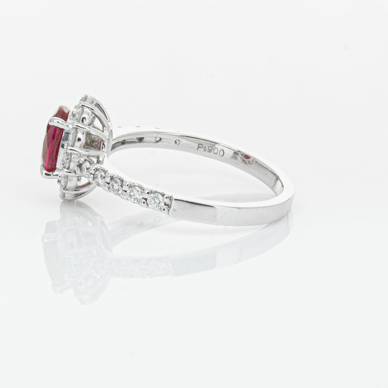 Deja Vu Platinum 1.06ct Ruby & Diamond Ring-Ring-Walker & Hall