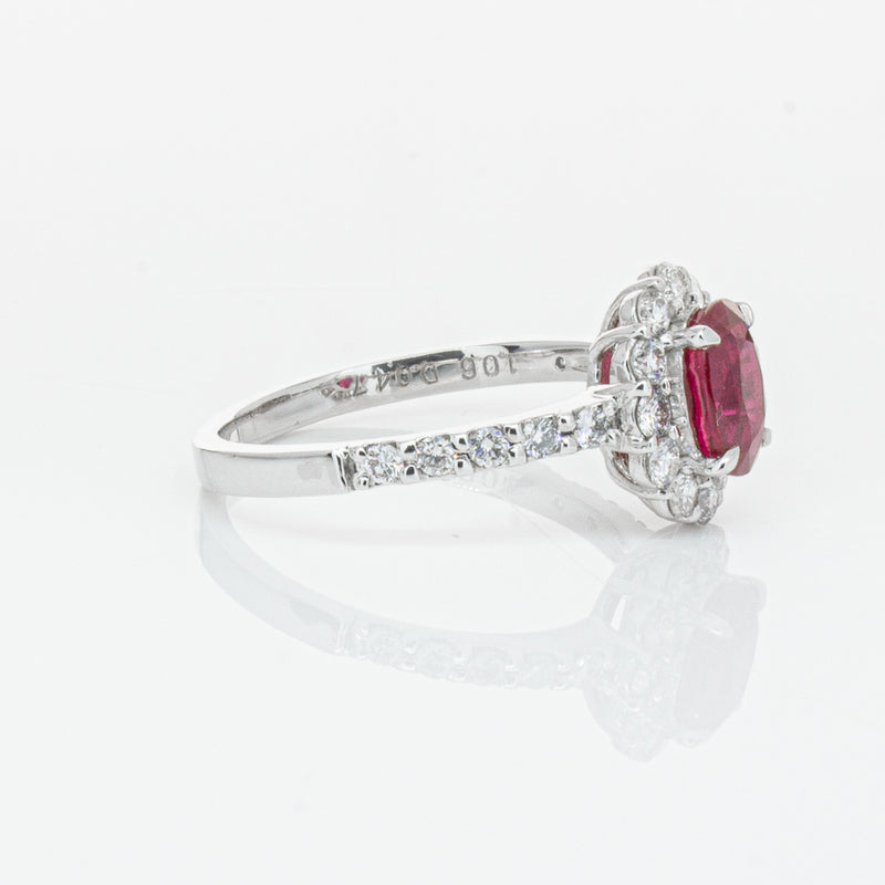 Deja Vu Platinum 1.06ct Ruby & Diamond Ring-Ring-Walker & Hall