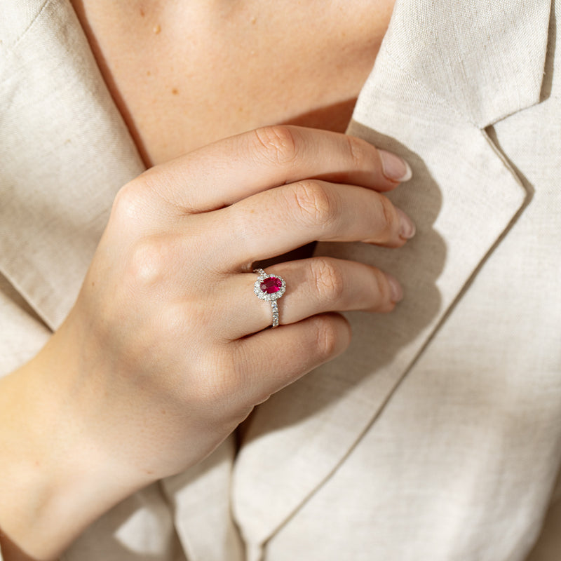 Deja Vu Platinum 1.06ct Ruby & Diamond Ring-Ring-Walker & Hall