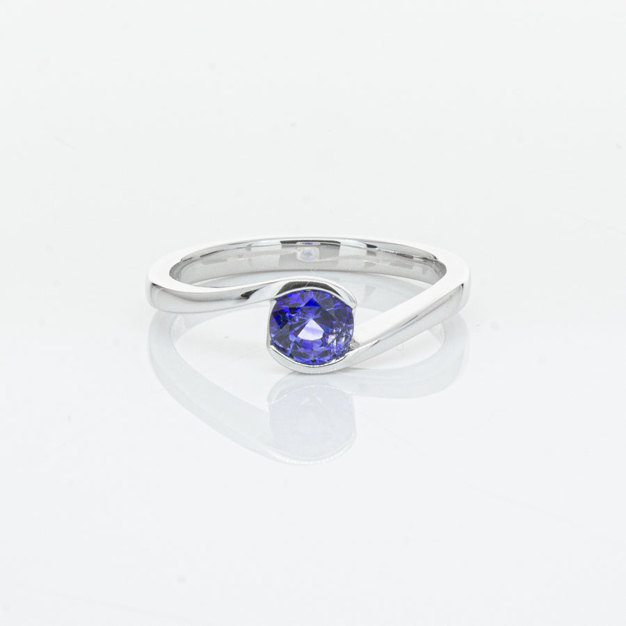 18ct White Gold .76ct Sapphire Embrace Ring-Ring-Walker & Hall