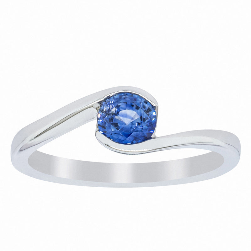 18ct White Gold .76ct Sapphire Embrace Ring-Ring-Walker & Hall