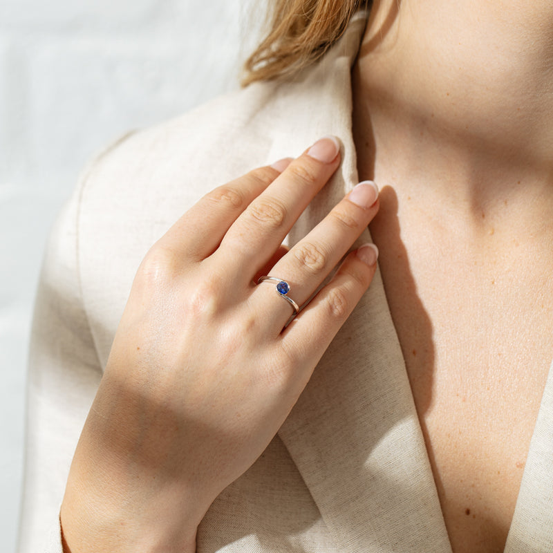 18ct White Gold .76ct Sapphire Embrace Ring-Ring-Walker & Hall