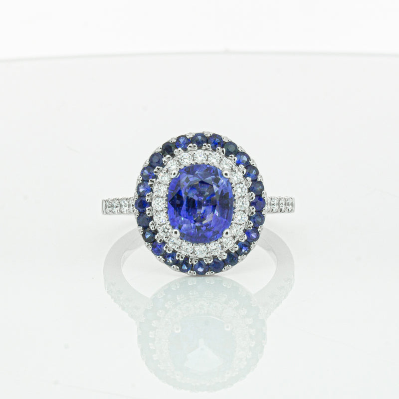 18ct White Gold Sapphire & Diamond Ring-Ring-Walker & Hall