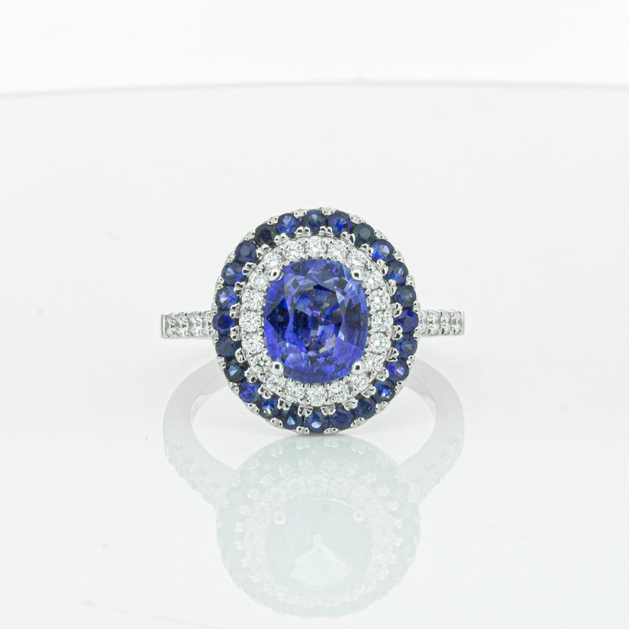 18ct White Gold Sapphire & Diamond Ring-Ring-Walker & Hall