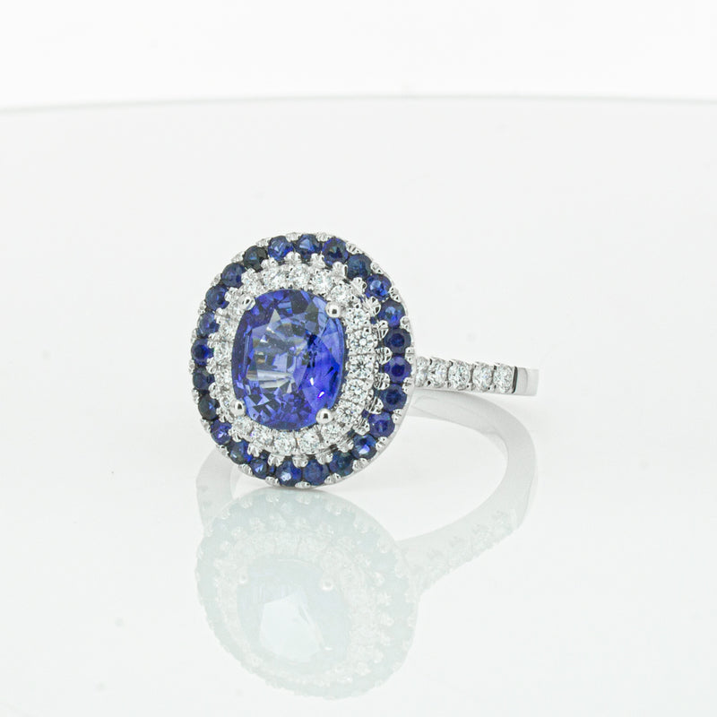 18ct White Gold Sapphire & Diamond Ring-Ring-Walker & Hall