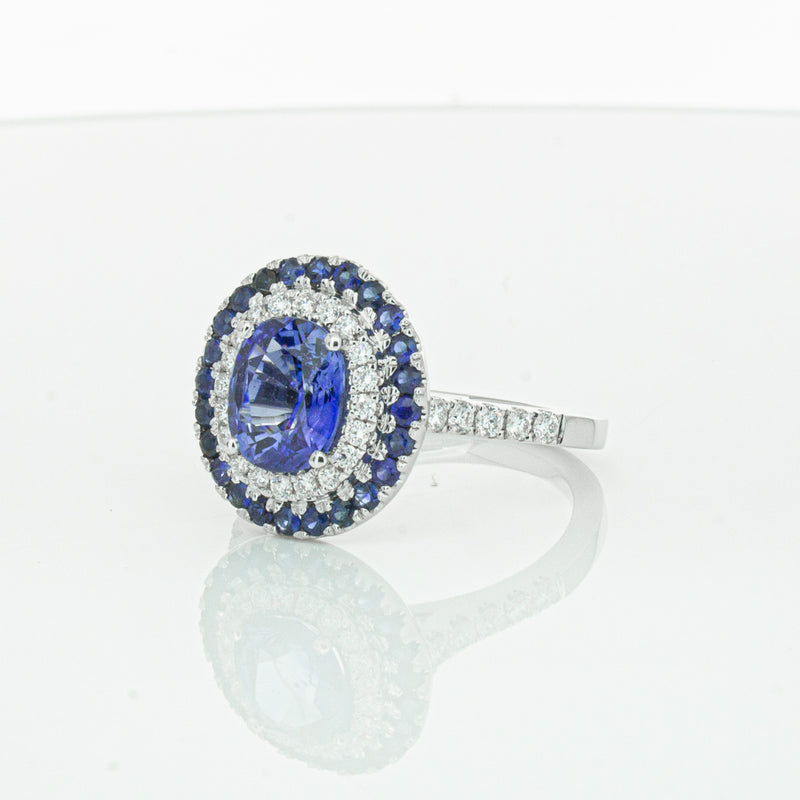 18ct White Gold Sapphire & Diamond Ring-Ring-Walker & Hall