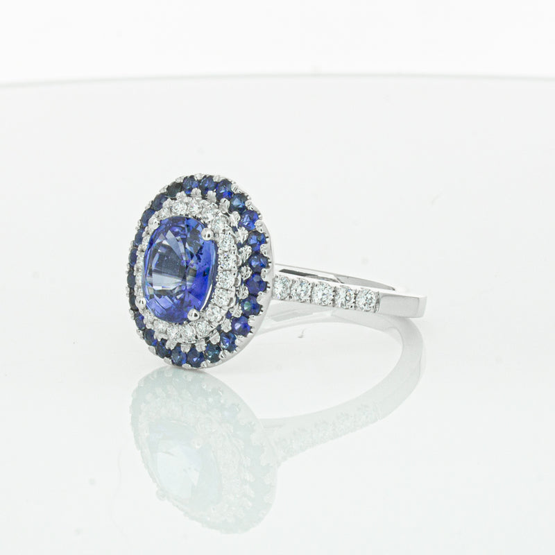 18ct White Gold Sapphire & Diamond Ring-Ring-Walker & Hall