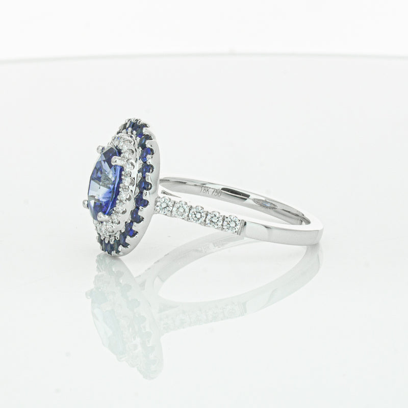 18ct White Gold Sapphire & Diamond Ring-Ring-Walker & Hall