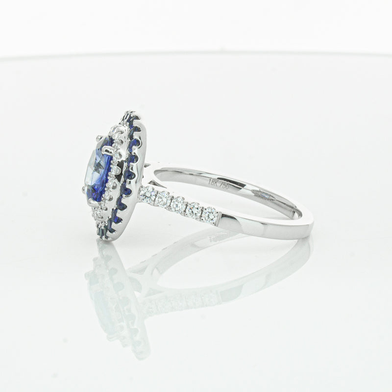 18ct White Gold Sapphire & Diamond Ring-Ring-Walker & Hall