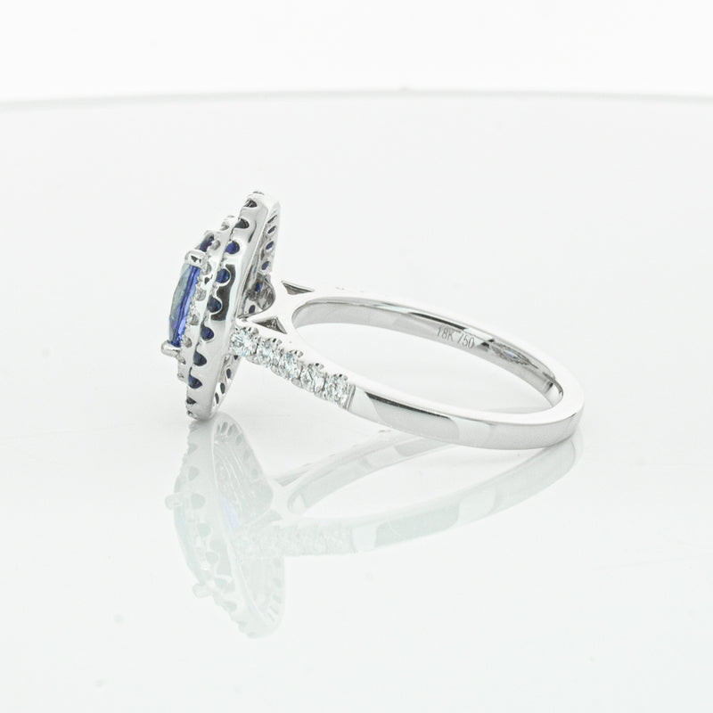 18ct White Gold Sapphire & Diamond Ring-Ring-Walker & Hall