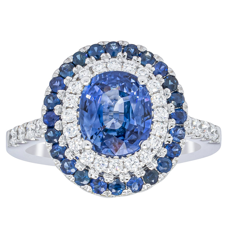 18ct White Gold Sapphire & Diamond Ring-Ring-Walker & Hall