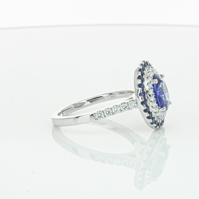 18ct White Gold Sapphire & Diamond Ring-Ring-Walker & Hall