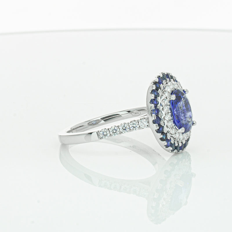 18ct White Gold Sapphire & Diamond Ring-Ring-Walker & Hall