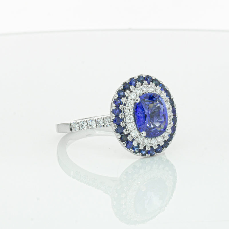 18ct White Gold Sapphire & Diamond Ring-Ring-Walker & Hall