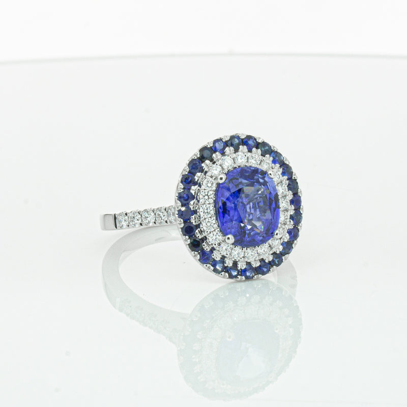 18ct White Gold Sapphire & Diamond Ring-Ring-Walker & Hall