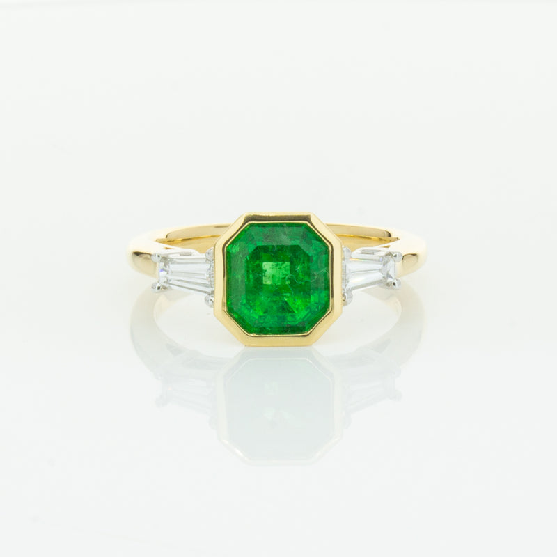 18ct Yellow Gold 1.67ct Emerald & Diamond Ring-Ring-Walker & Hall