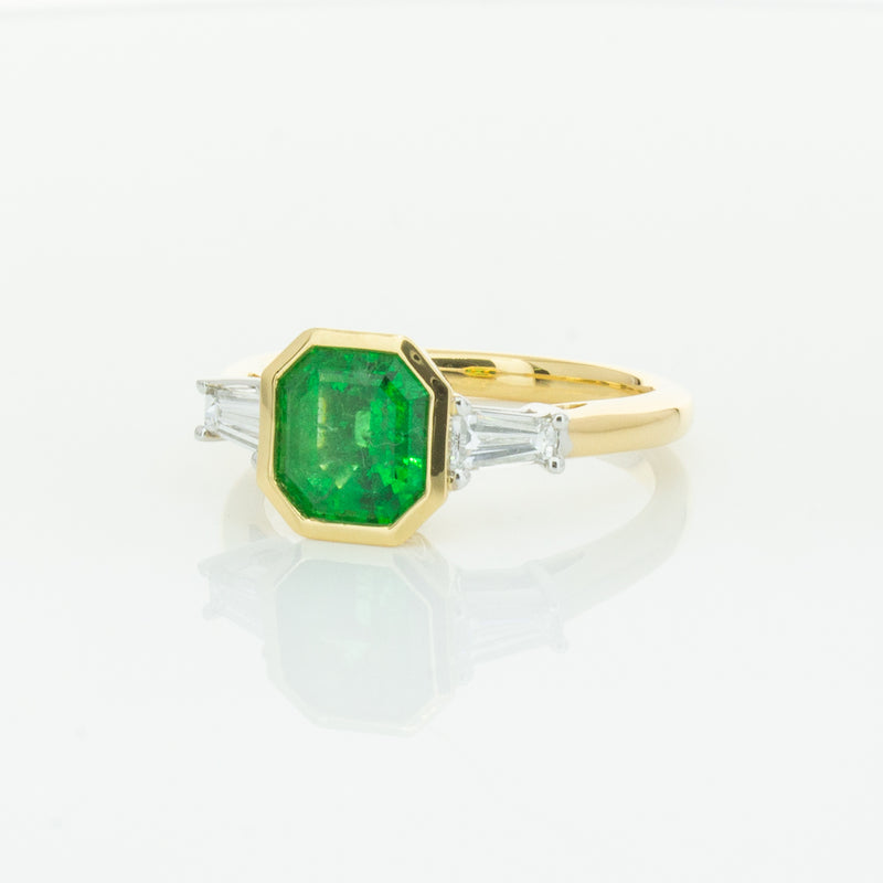 18ct Yellow Gold 1.67ct Emerald & Diamond Ring-Ring-Walker & Hall