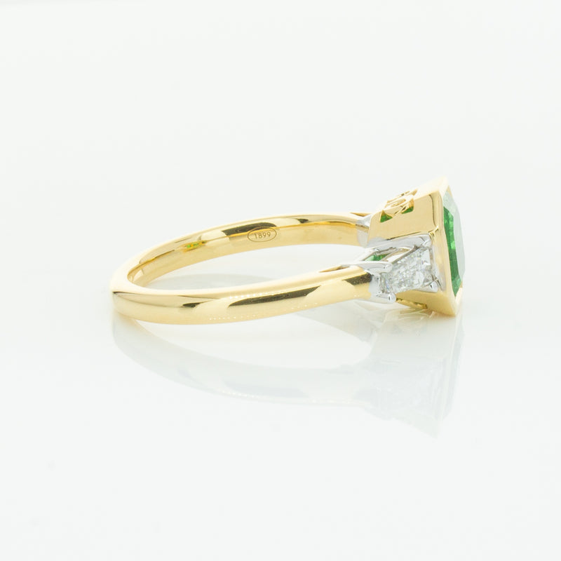 18ct Yellow Gold 1.67ct Emerald & Diamond Ring-Ring-Walker & Hall