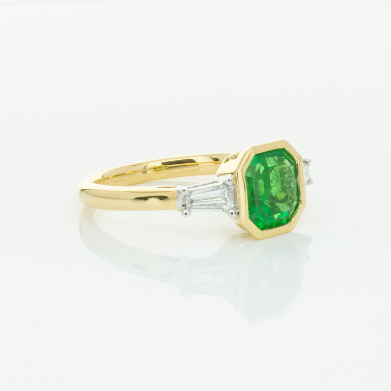18ct Yellow Gold 1.67ct Emerald & Diamond Ring-Ring-Walker & Hall