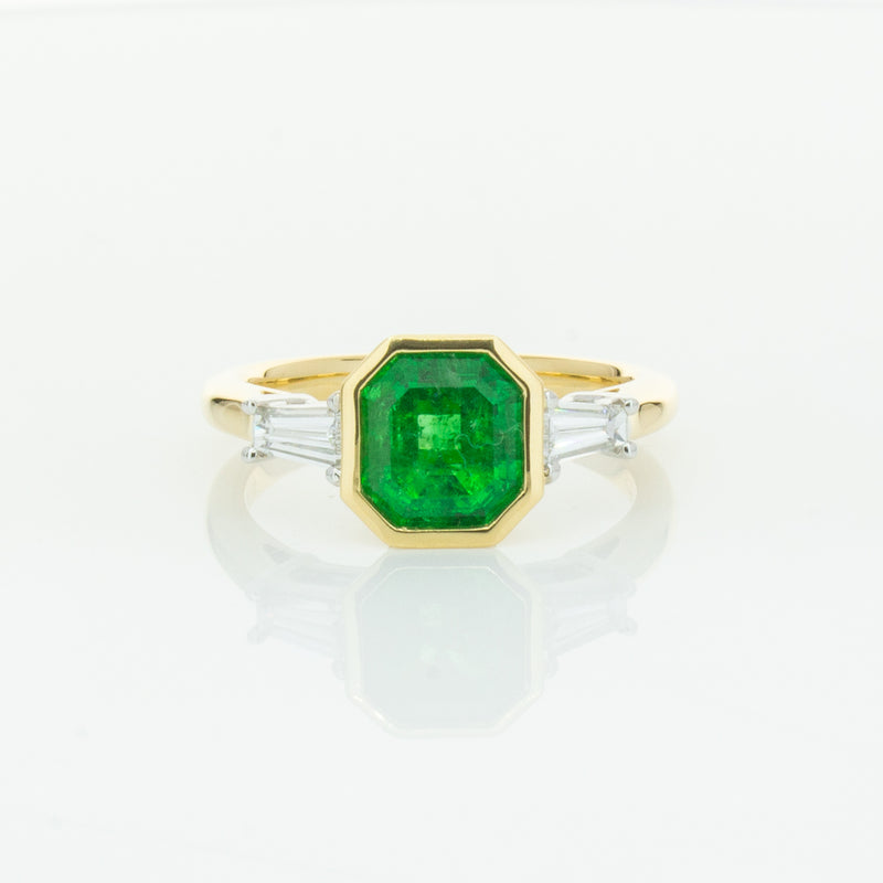 18ct Yellow Gold 1.67ct Emerald & Diamond Ring-Ring-Walker & Hall