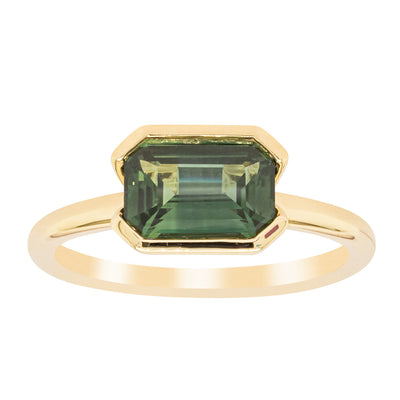 18ct Yellow Gold Green Sapphire Elle Ring-Ring-Walker & Hall