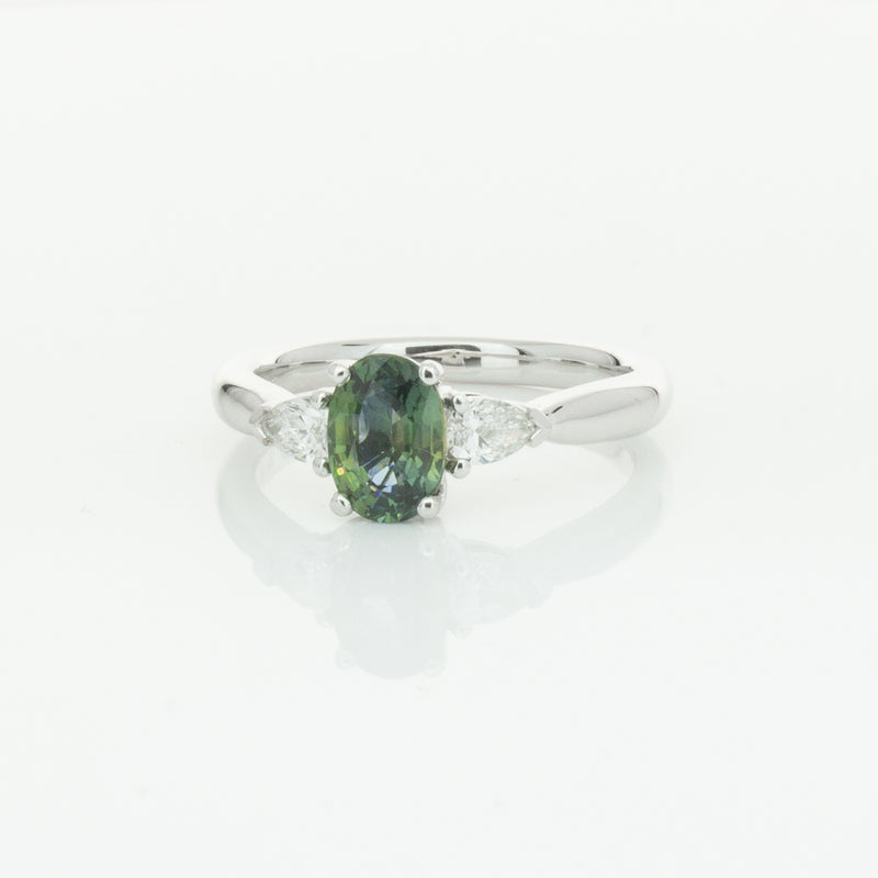 18ct White Gold Green Sapphire & Diamond Ayla Ring-Ring-Walker & Hall