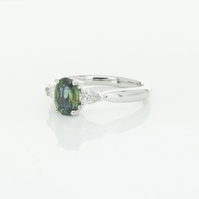 18ct White Gold Green Sapphire & Diamond Ayla Ring-Ring-Walker & Hall