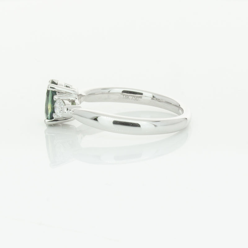 18ct White Gold Green Sapphire & Diamond Ayla Ring-Ring-Walker & Hall