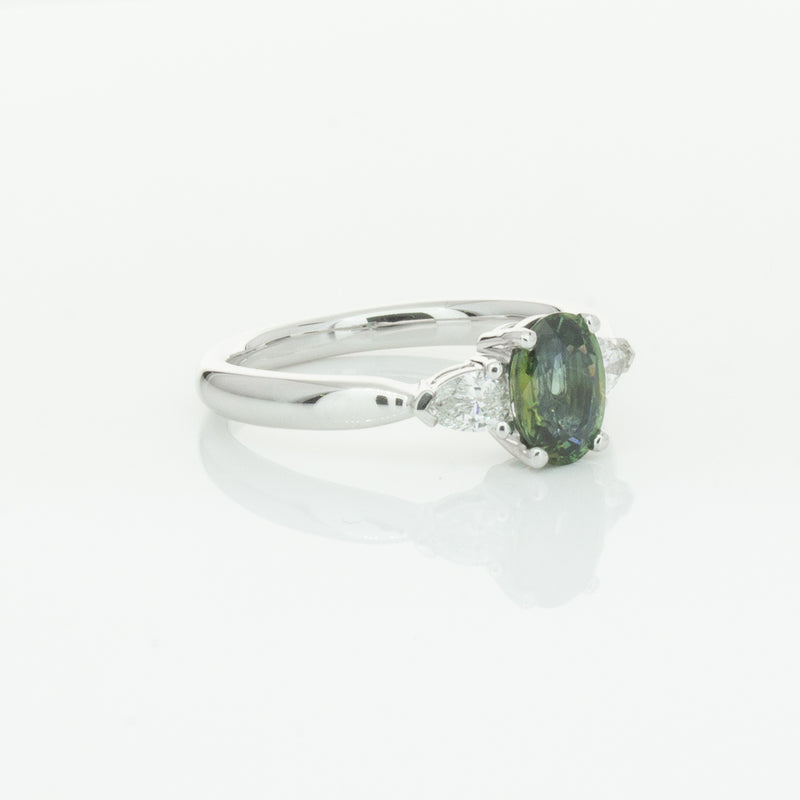 18ct White Gold Green Sapphire & Diamond Ayla Ring-Ring-Walker & Hall