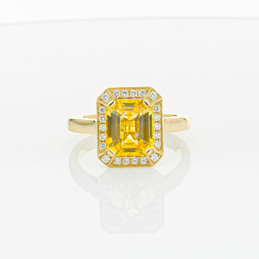 18ct Yellow Gold 3.01ct Yellow Sapphire & Diamond Empire Ring-Ring-Walker & Hall